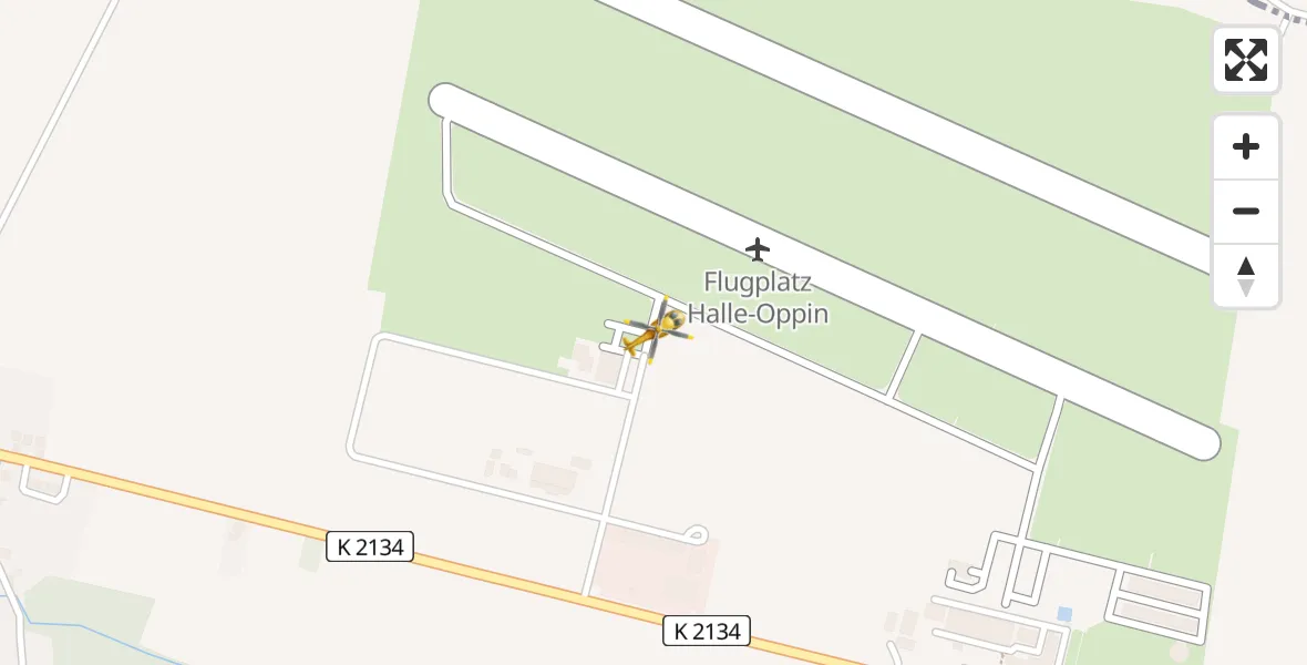 Flugroute Ambulanzhubschrauber Halle-Oppin Flugplatz - Halle-Oppin Flugplatz, 31 März 2026, 15:48