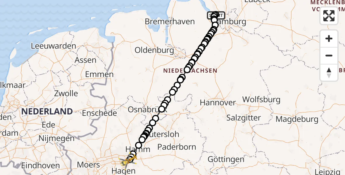 Routekaart van de vlucht: Rettungshubschrauber nach Dortmund Flughafen