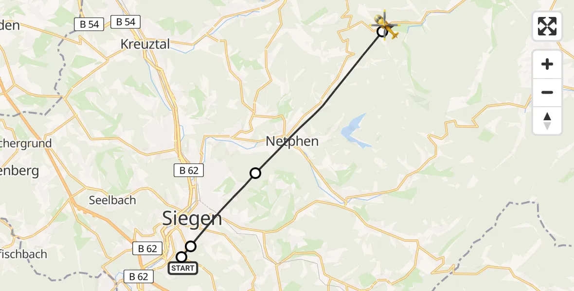 Flugroute Rettungshubschrauber Evangelisches Jung-Stilling Hospital - Hilchenbach, 31 März 2026, 16:13