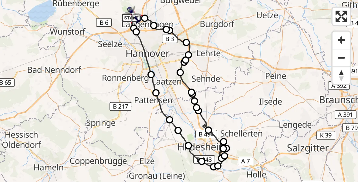 Flugroute Polizeihubschrauber Flughafen Hannover - Flughafen Hannover, 31 März 2026, 16:25
