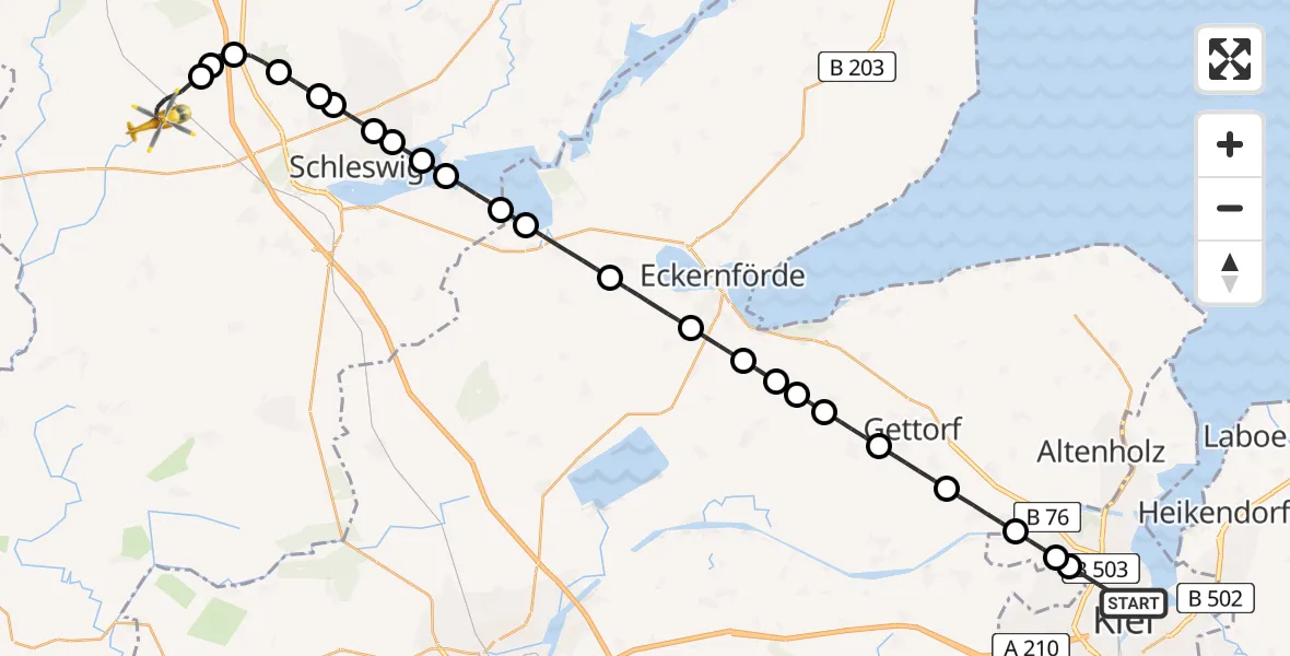 Routekaart van de vlucht: Rettungshubschrauber nach Schuby, Pukholm