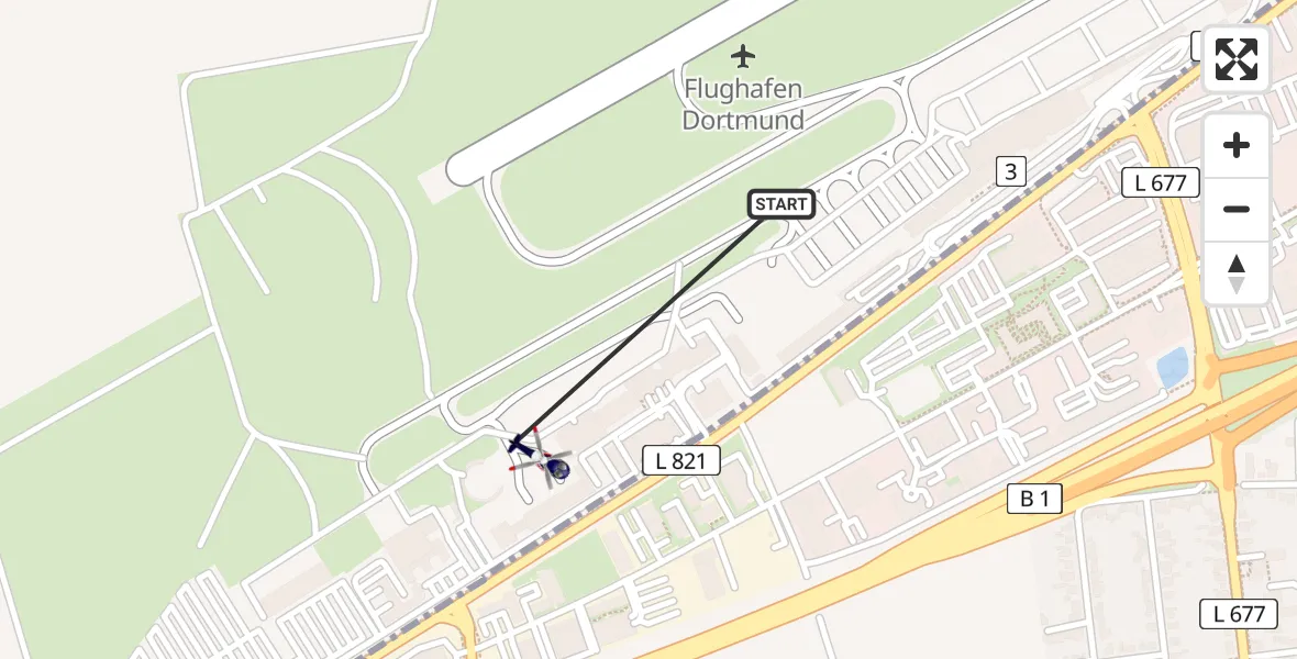 Flugroute Polizeihubschrauber Dortmund Flughafen - Dortmund Flughafen, 31 März 2026, 16:35