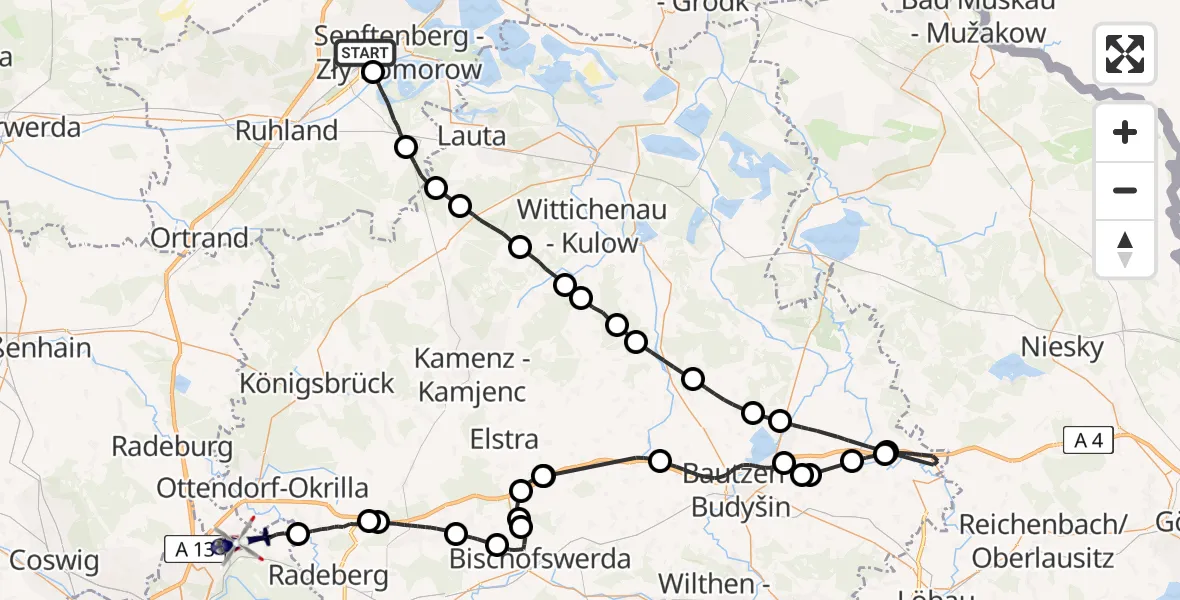 Routekaart van de vlucht: Polizeihubschrauber nach Dresden, Friedersdorfer Waldweg