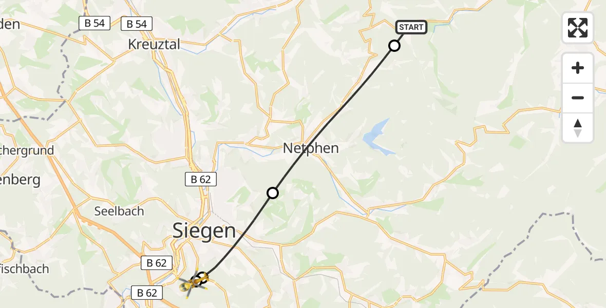 Routekaart van de vlucht: Rettungshubschrauber nach Evangelisches Jung-Stilling Hospital