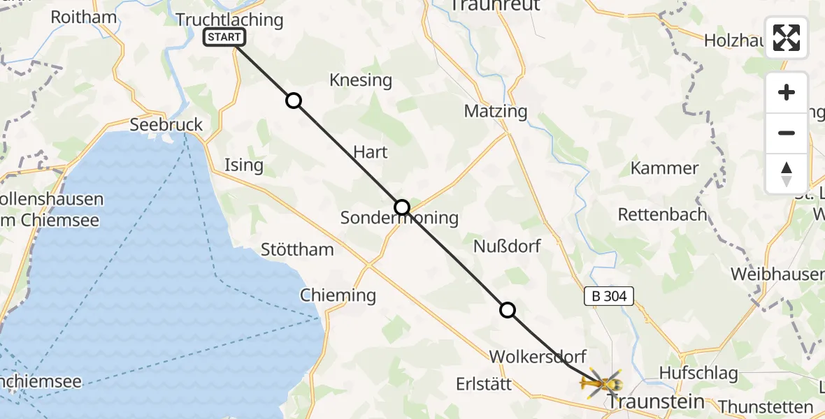 Routekaart van de vlucht: Rettungshubschrauber nach Traunstein Hospital