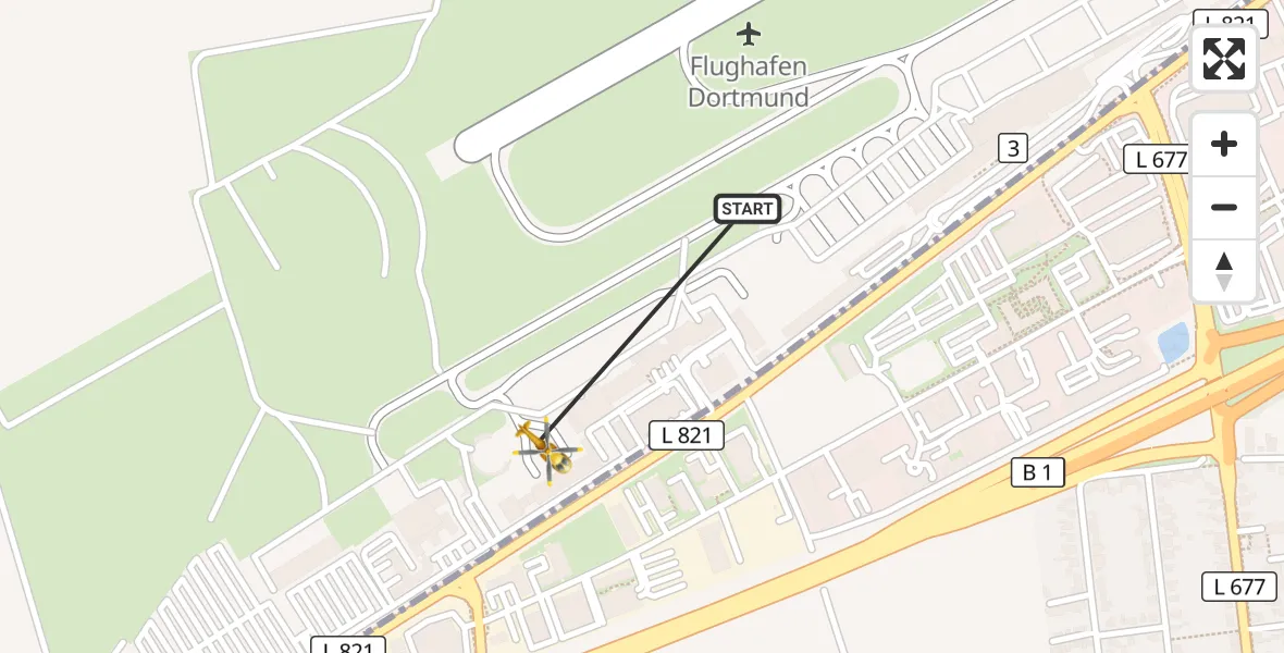 Flugroute Rettungshubschrauber Dortmund Flughafen - Dortmund Flughafen, 31 März 2026, 17:16