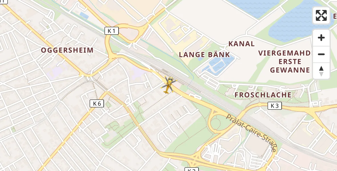 Flugroute Rettungshubschrauber Ludwigshafen am Rhein - Ludwigshafen am Rhein, 31 März 2026, 17:24