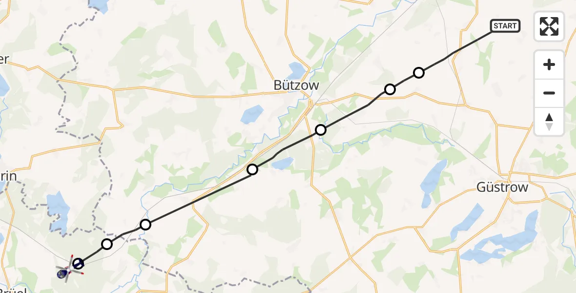 Routekaart van de vlucht: Polizeihubschrauber nach Blankenberg, Friedrichswalder Weiche