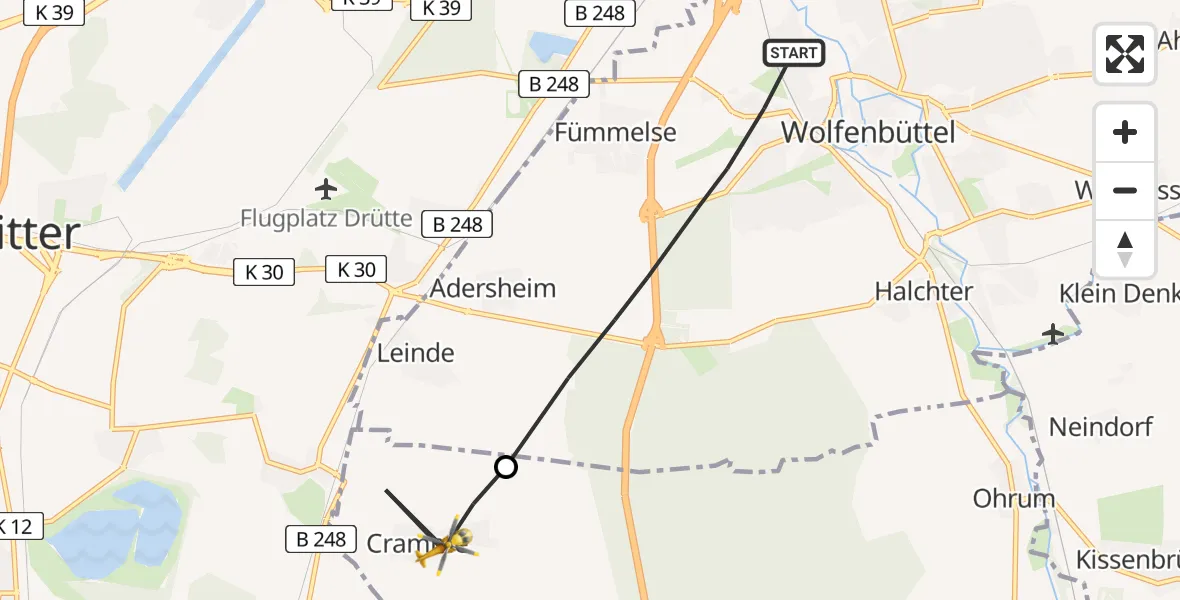 Routekaart van de vlucht: Rettungshubschrauber nach Cramme, Im Winkel