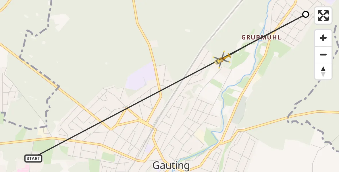 Routekaart van de vlucht: Rettungshubschrauber nach Gauting, Hangstraße