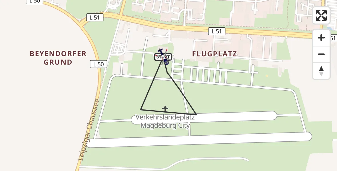 Flugroute Polizeihubschrauber Magdeburg City Flugplatz - Magdeburg City Flugplatz, 31 März 2026, 17:51