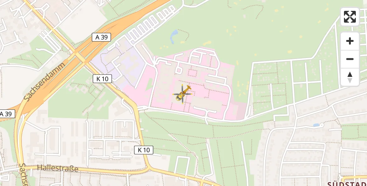 Routekaart van de vlucht: Rettungshubschrauber nach Braunschweig