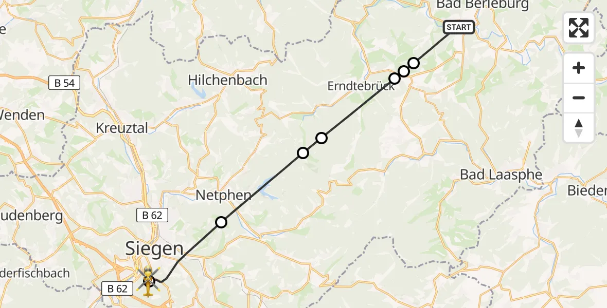 Routekaart van de vlucht: Rettungshubschrauber nach Evangelisches Jung-Stilling Hospital