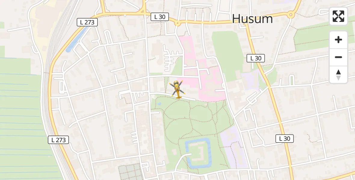 Flugroute Rettungshubschrauber Husum - Husum, 31 März 2026, 18:56