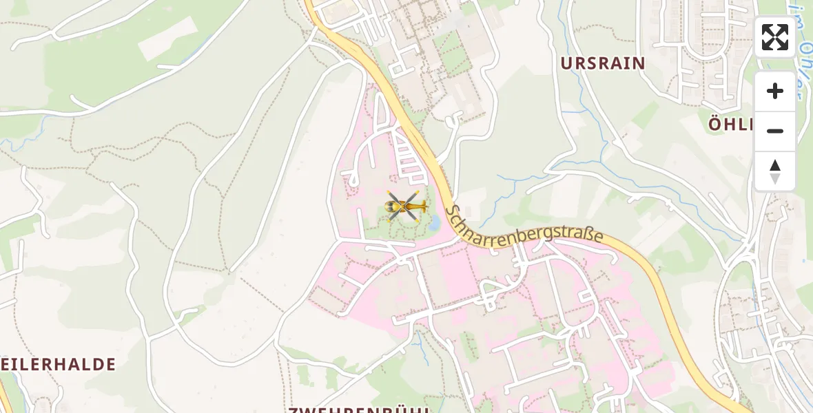 Flugroute Rettungshubschrauber Tübingen Trauma Hospital - Tübingen Trauma Hospital, 31 März 2026, 20:21
