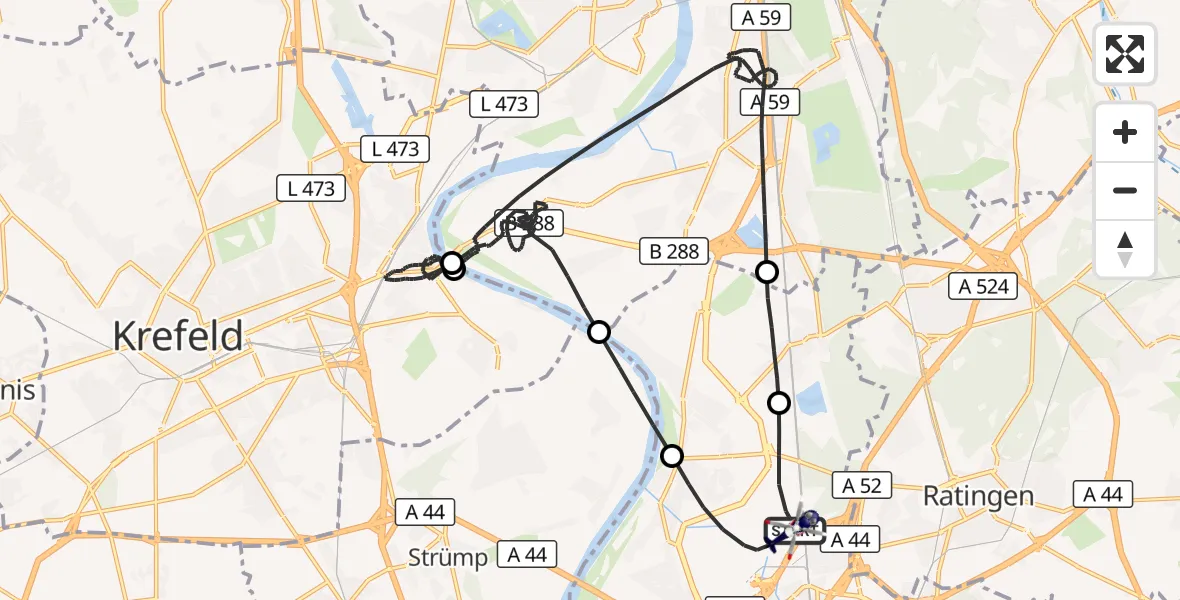 Flugroute Polizeihubschrauber Düsseldorf Flughafen - Düsseldorf Flughafen, 31 März 2026, 21:46