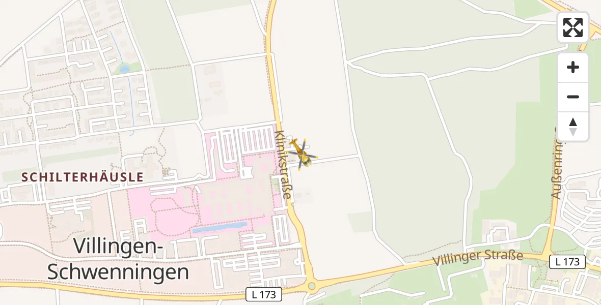 Flugroute Rettungshubschrauber DRF Air Rescue Station Villingen-Schwenningen Hubschrauberlandeplatz (Christoph 11) - DRF Air Rescue Station Villingen-Schwenningen Hubschrauberlandeplatz (Christoph 11), 31 März 2026, 23:03