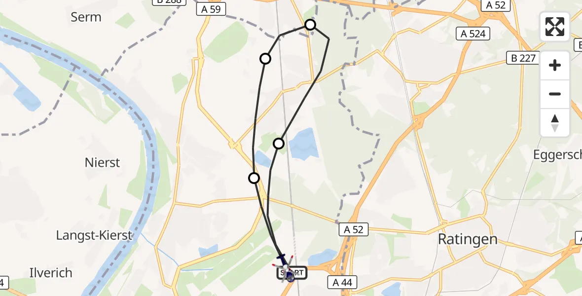 Flugroute Polizeihubschrauber Düsseldorf Flughafen - Düsseldorf Flughafen, 01 April 2026, 00:24