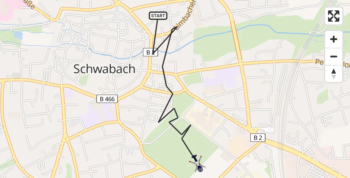 Flugroute Polizeihubschrauber Schwabach - Schwabach, 01 April 2026, 01:30