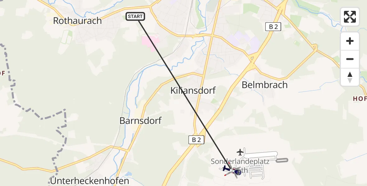 Flugroute Polizeihubschrauber Roth - Roth, 01 April 2026, 01:53