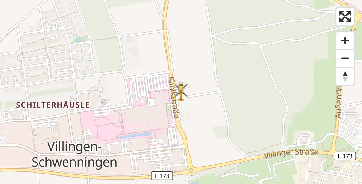 Routekaart van de vlucht: Rettungshubschrauber nach DRF Air Rescue Station Villingen-Schwenningen Hubschrauberlandeplatz (Christoph 11)