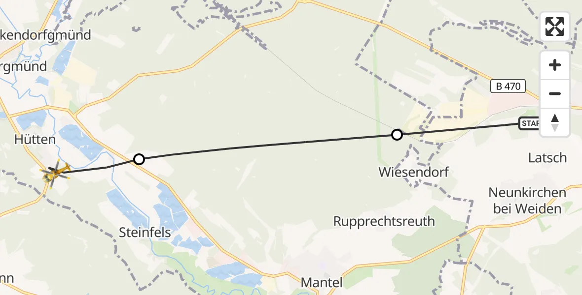 Routekaart van de vlucht: Rettungshubschrauber nach Grafenwöhr