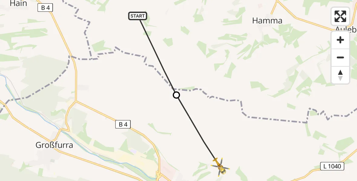 Flugroute Rettungshubschrauber Heringen/Helme - Sondershausen, 01 April 2026, 06:47