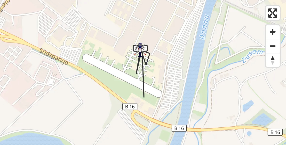 Routekaart van de vlucht: Polizeihubschrauber nach Donauwörth Hubschrauberlandeplatz
