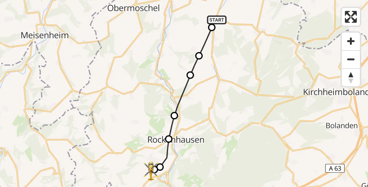 Routekaart van de vlucht: Rettungshubschrauber nach Imsweiler UL