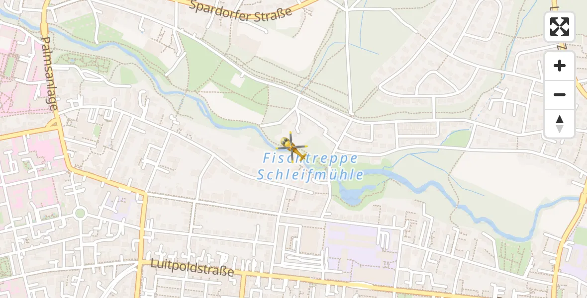 Flugroute Rettungshubschrauber Erlangen University Hospital Ebrardstraße - Erlangen University Hospital Ebrardstraße, 01 April 2026, 07:13
