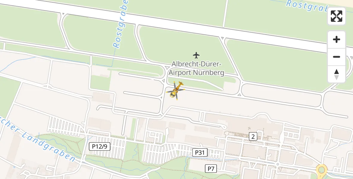 Routekaart van de vlucht: Rettungshubschrauber nach Flughafen Nuremberg