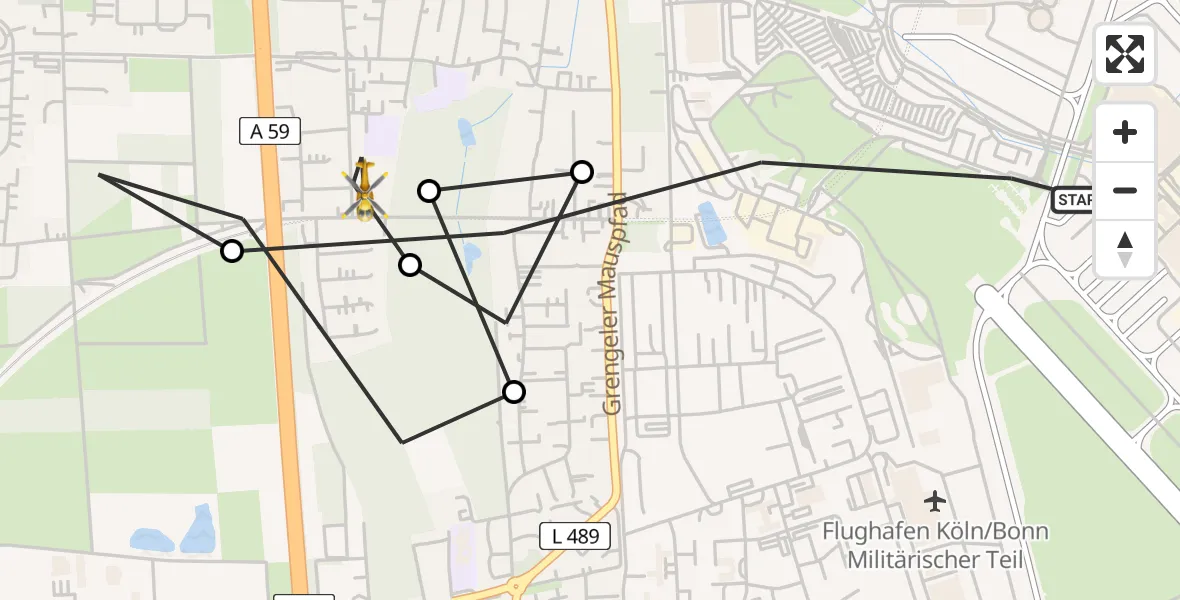 Routekaart van de vlucht: Rettungshubschrauber nach Köln, Hermann-Löns-Straße