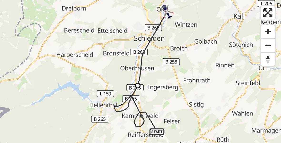 Routekaart van de vlucht: Polizeihubschrauber nach Schleiden
