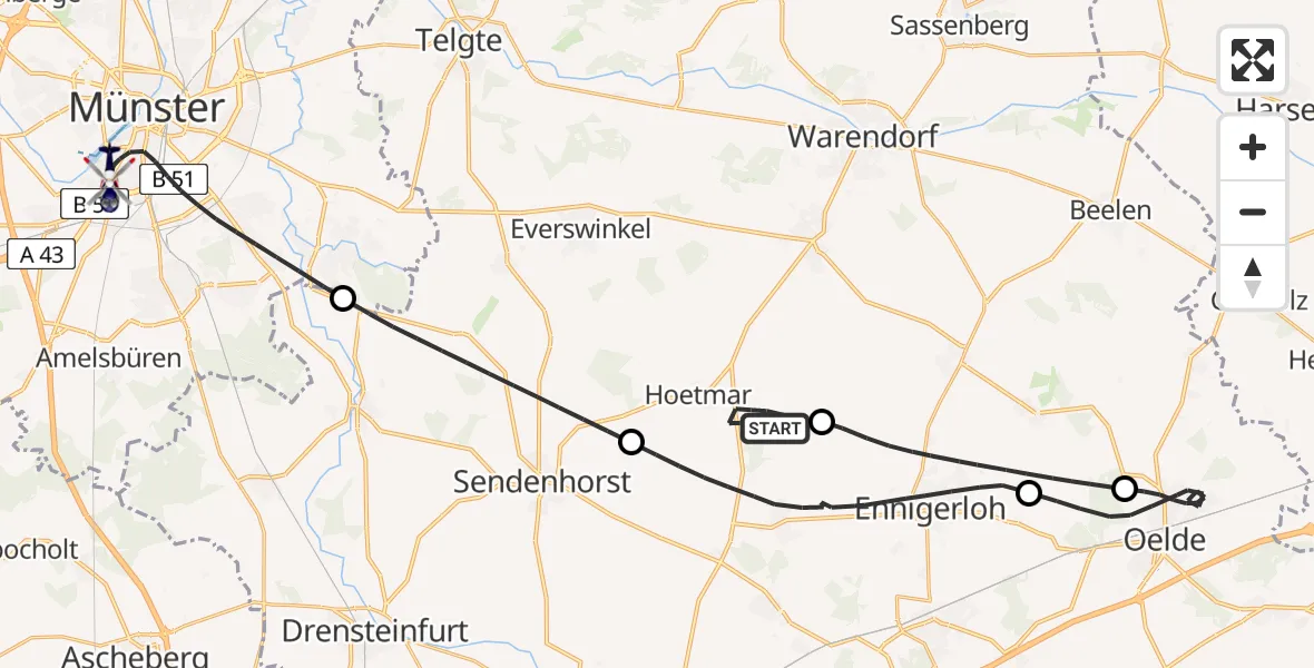Routekaart van de vlucht: Polizeihubschrauber nach Münster, Weseler Straße