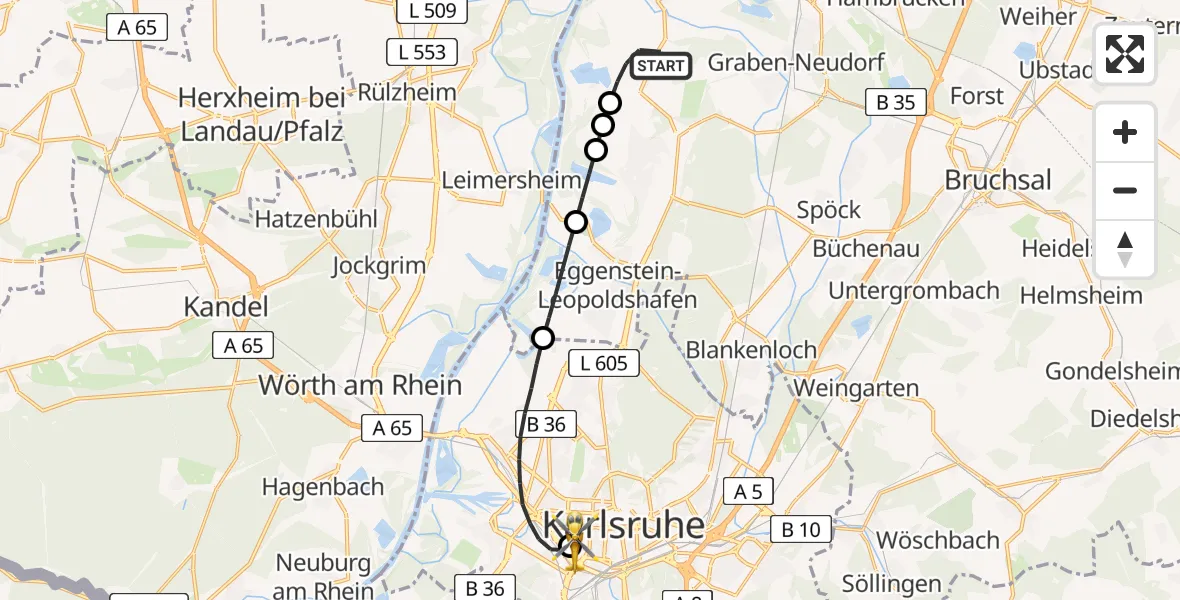 Routekaart van de vlucht: Rettungshubschrauber nach Sankt Vincentius Hospital
