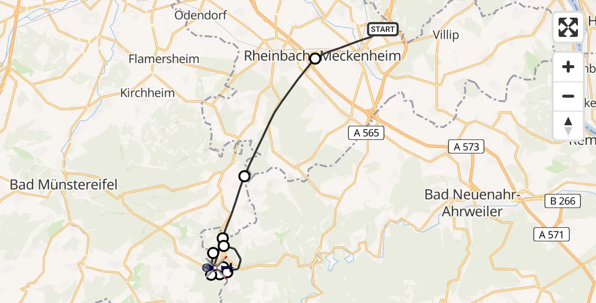 Routekaart van de vlucht: Polizeihubschrauber nach Kirchsahr, K 29