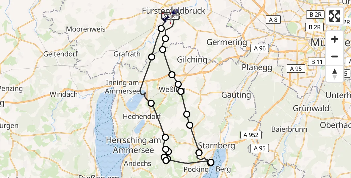 Flugroute Polizeihubschrauber Fürstenfeldbruck - Fürstenfeldbruck, 01 April 2026, 08:27