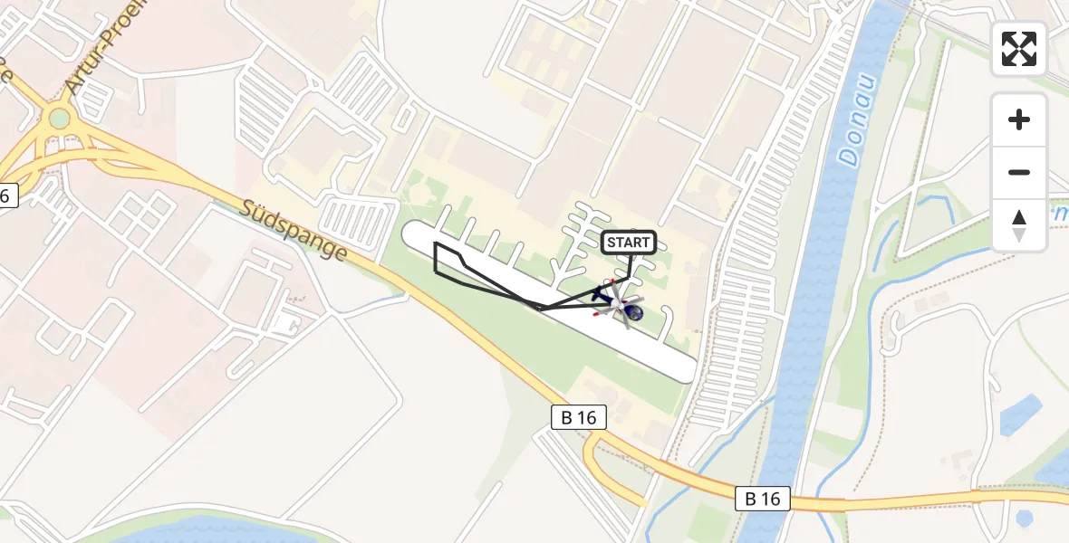 Flugroute Polizeihubschrauber Donauwörth Hubschrauberlandeplatz - Donauwörth Hubschrauberlandeplatz, 01 April 2026, 08:34