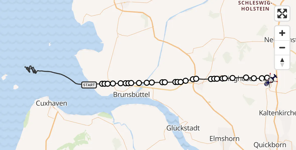 Routekaart van de vlucht: Polizeihubschrauber nach Bad Bramstedt Hubschrauberlandeplatz