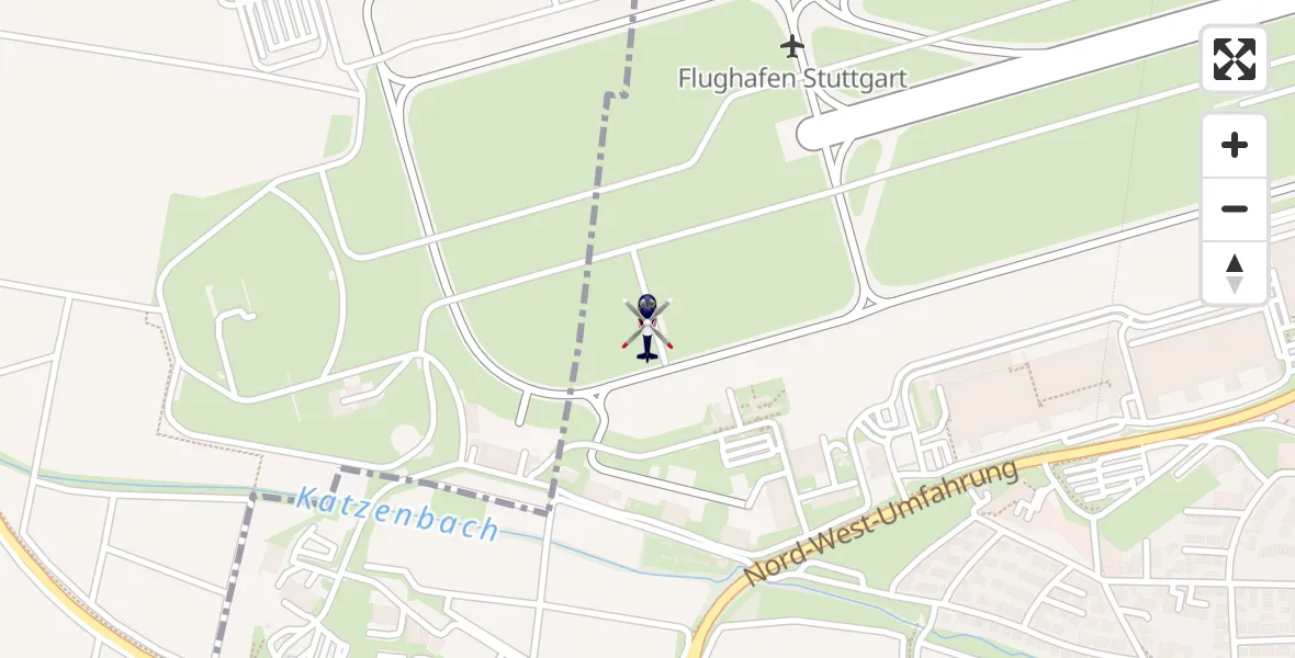 Flugroute Polizeihubschrauber Flughafen Stuttgart - Flughafen Stuttgart, 01 April 2026, 08:53