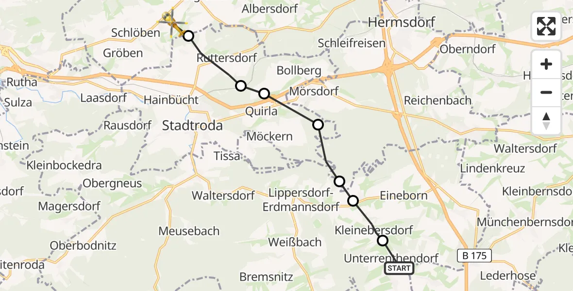 Flugroute Rettungshubschrauber Renthendorf - Schlöben, 01 April 2026, 09:03