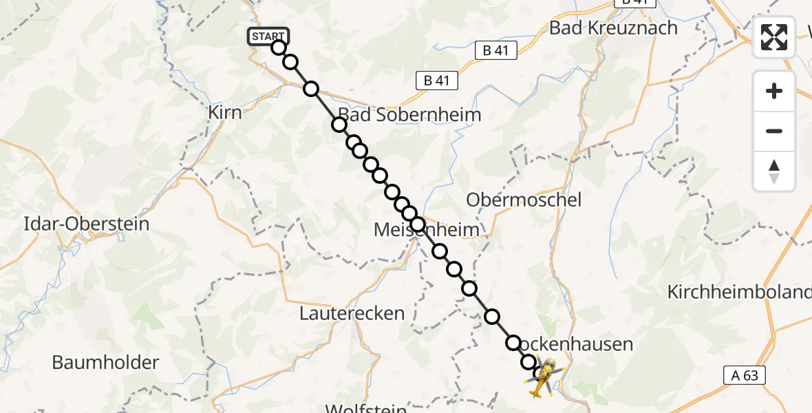 Routekaart van de vlucht: Rettungshubschrauber nach Imsweiler UL