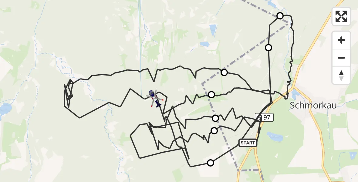 Routekaart van de vlucht: Polizeihubschrauber nach Königsbrück, Grünmetzweg