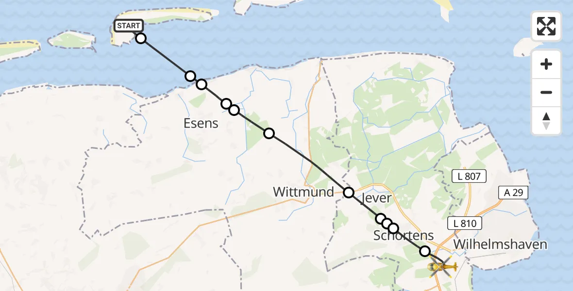Routekaart van de vlucht: Rettungshubschrauber nach Sande, Am Gut Sanderbusch
