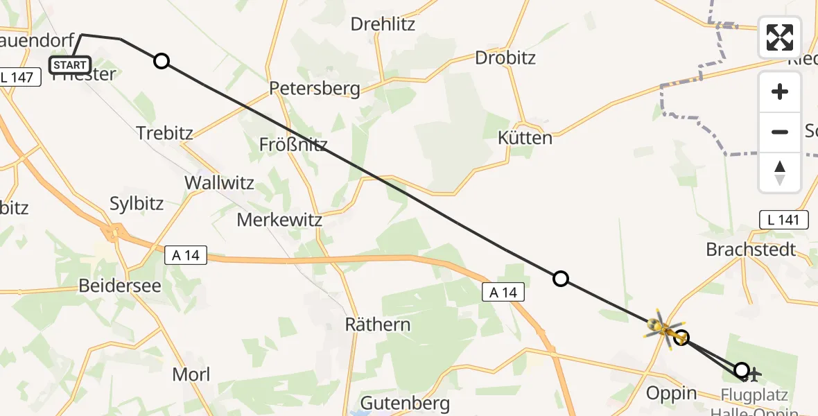 Routekaart van de vlucht: Ambulanzhubschrauber nach Landsberg, L 141