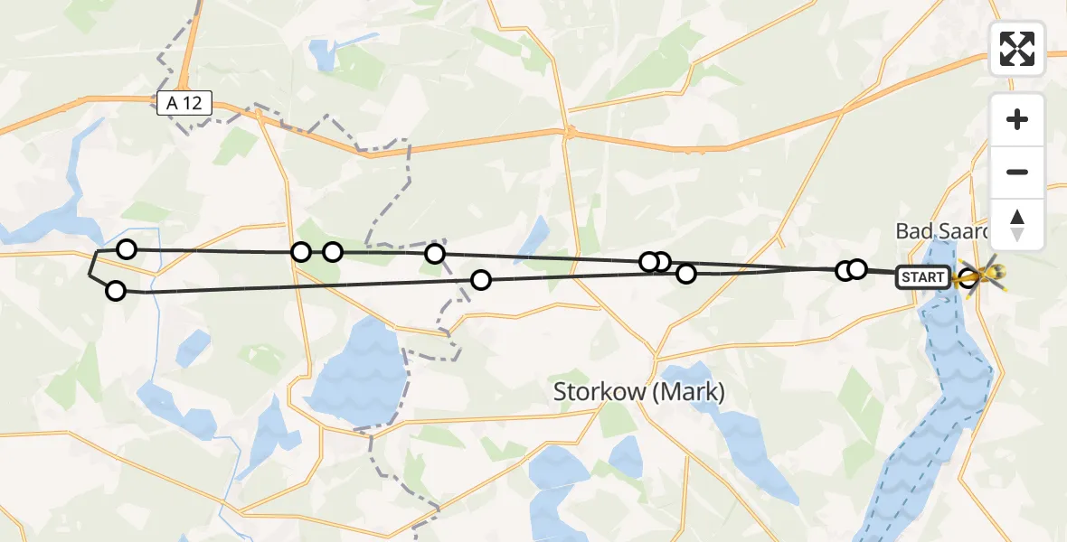 Routekaart van de vlucht: Rettungshubschrauber nach Bad Saarow Hospital Hubschrauberlandeplatz
