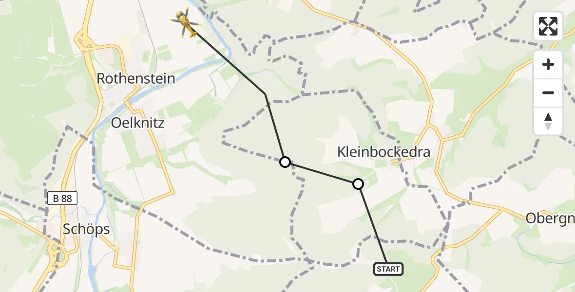 Routekaart van de vlucht: Rettungshubschrauber nach Rothenstein, Im Saaleeck