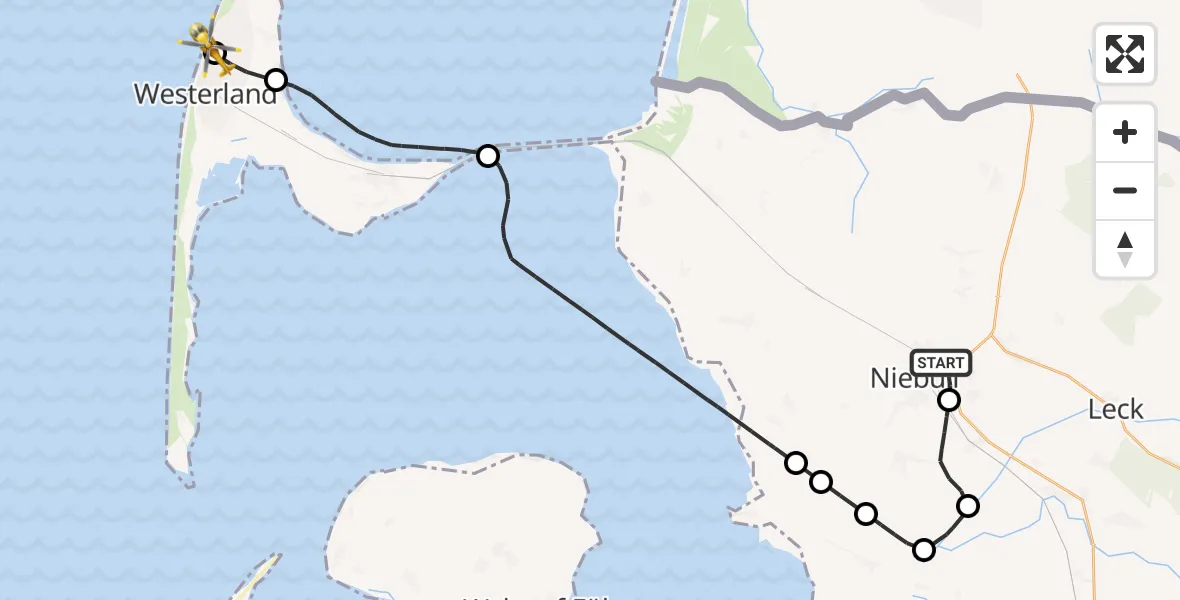 Routekaart van de vlucht: Rettungshubschrauber nach Sylt, Norderstraße