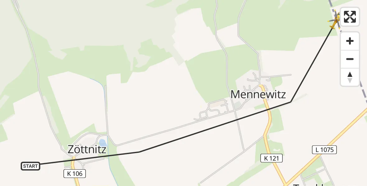 Flugroute Rettungshubschrauber Schlöben - Schlöben, 01 April 2026, 10:38