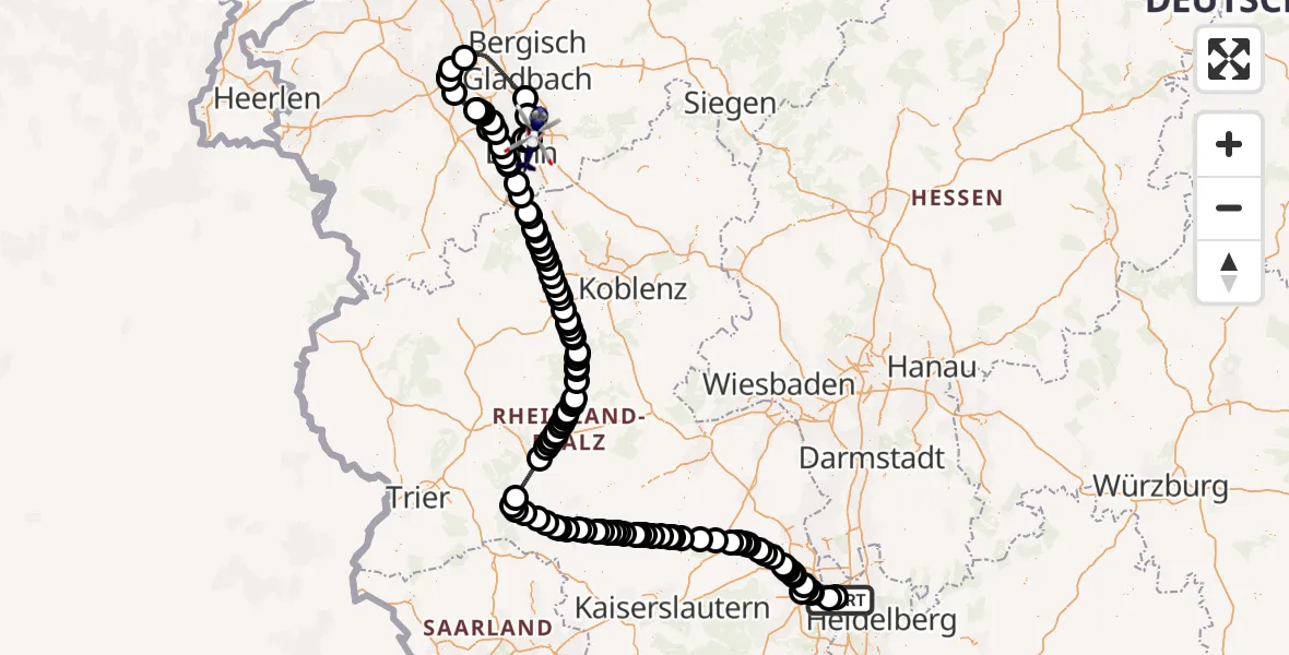 Routekaart van de vlucht: Polizeihubschrauber nach Sankt Augustin, Richthofenstraße